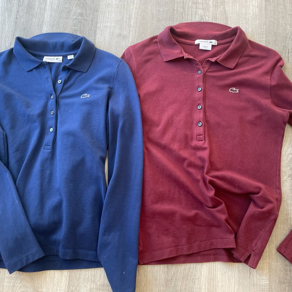 Lacoste Long Sleeve Polo Shirts - Navy and Burgundy